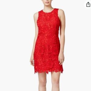 Kensie Red Lace Sleeveless Mini Dress Large